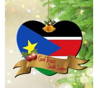 God Bless Sud Sudan Ornamenti di Natale America Paese ispanico Europa Asia Africa Bandiere Ornamenti da appendere Ricordo Decorazione dell'albero di Natale Elegante Trasparente Rotondo Acrilico