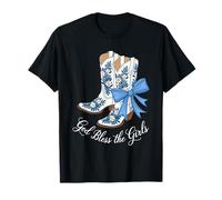 God Bless The Girls Stivali Cowgirl Fiori Blu Western Maglietta