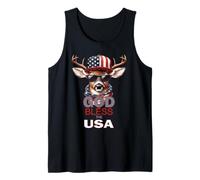 God Bless The USA Divertente Patriottico Cool Deer Buck in Cappello Canotta