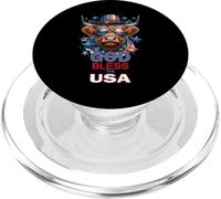 God Bless The USA Funny Patriotic Highlander mucca e bandiera PopSockets PopGrip per MagSafe