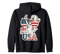 God Bless the USA Shirt Statua della Libertà Aquila Patriottica Felpa con Cappuccio