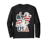 God Bless the USA Shirt Statua della Libertà Aquila Patriottica Maglia a Manica