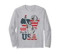 God Bless the USA Shirt Statua della Libertà Aquila Patriottica Maglia a Manica