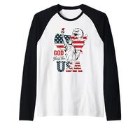 God Bless the USA Shirt Statua della Libertà Aquila Patriottica Maglia con Maniche Raglan