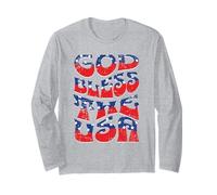 God Bless The USA, Stile Patriottico, Stile retrò, Design Invecchiato Maglia a Manica