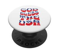God Bless The USA, stile patriottico, stile retrò, design invecchiato PopSockets PopGrip Adesivo