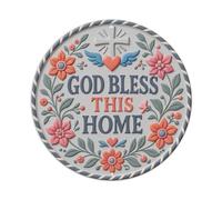 God Bless This Home Signage Floral Cross Slate Metal Tin Sign