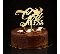 God Bless - Topper per torta nuziale, con scritta "Mr and Mrs", personalizzabili, divertente, per fidanzamento e matrimonio, regalo di fidanzamento per coppie, colore oro, 15,2 cm