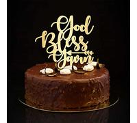 God Bless - Topper per torta nuziale, con scritta "Mr and Mrs", personalizzabili, romanticismo, sposa e sposo, decorazioni per feste di fidanzamento, addio al nubilato, 15,2 cm, colore: oro