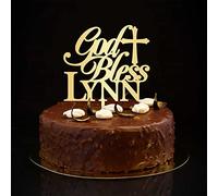 God Bless - Topper per torta nuziale, rustico, con scritta "Mr and Mrs", sagoma personalizzata, decorazione per torta nuziale e sposo, regalo di nozze per coppie, colore oro, 15,2 cm