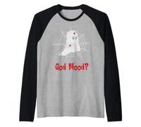 God Blood ? Ghost Nurse Funny Halloween Costume Maglia con Maniche Raglan