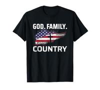 God Family Country American Flag Cross Maglietta