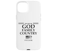 God Family Country Freedom Sign US Flag Make Heaven Crowded Custodia per iPhone 15 Plus