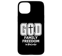 God Family Country In That Order Freedom Its All About Jesus Custodia per iPhone 15 Plus