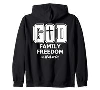 God Family Country in That Order Freedom Its all About Jesus Felpa con Cappuccio