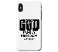 God Family Country In That Order Its All About Jesus Freedom Custodia per iPhone X/XS