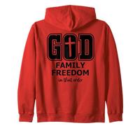 God Family Country in That Order Its all About Jesus Freedom Felpa con Cappuccio