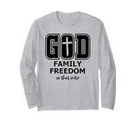 God Family Country in That Order Its all About Jesus Freedom Maglia a Manica