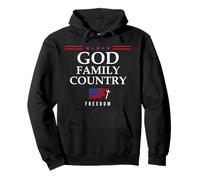 God Family Country US Flag Christian Saying Freedom Jesus Felpa con Cappuccio