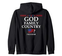 God Family Country US Flag Christian Saying Freedom Jesus Felpa con Cappuccio