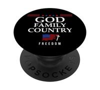 God Family Country US Flag Christian Saying Freedom Jesus PopSockets PopGrip Adesivo