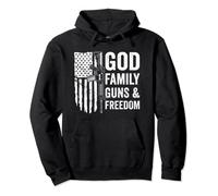 GOD FAMILY GUNS & FREEDOM - Bandiera Pro Gun Christian Faith USA Felpa con Cappuccio