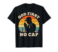 God First No Cap Vintage Cristiani Adolescenti Hip Hop Pregare Maglietta