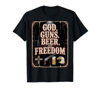 God Guns Beer Freedom USA Patriotic 4th July America Pride Maglietta