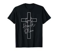 God Has A Plan Cross Outline Christian Faith Citazione Minimal Maglietta