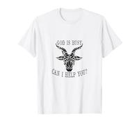 God Is Busy Can I Help You? - Satana Devil Sarcasmo Maglietta