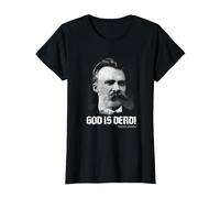 God Is Dead Friedrich Nietzsche Anticristo Filosofia Maglietta, Donna, Nero, M
