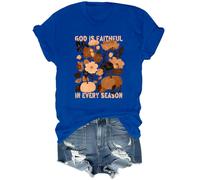 God is Faithful in Every Season Shirt, Blu reale, M
