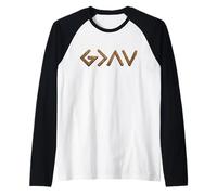 God is Faithful More Than Highs And Lows Wooden Version Maglia con Maniche Raglan