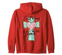 God Is Good All The Time Cuore Croce Felpa con Cappuccio