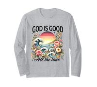 God Is Good All The Time Gesù Christian Flower Wildflower Maglia a Manica
