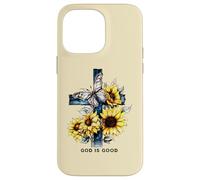 God is good Croce Girasoli Farfalle Cristiane Custodia per iPhone 14 Pro Max