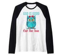 God Is Good Owl The Time Shirt Christian T Shirts per Bambini Maglia con Maniche Raglan