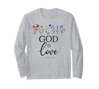 God is Love God Quote Christian Jesus Bible Verse 1 John 4:8 Maglia a Manica