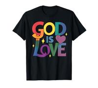 God is Love Rainbow Colors Messaggio Spirituale Ispirazione Maglietta