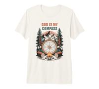 God is My Compass - Proverbs 3:6 Christian Faith Camping Maglietta Premium