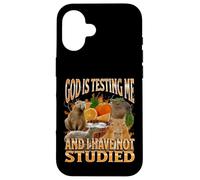 God Is Testing Me Divertente Capybara Meme Bootleg Y2K Graphic Custodia per iPhone 16