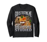 God Is Testing Me Divertente Capybara Meme Bootleg Y2K Graphic Maglia a Manica
