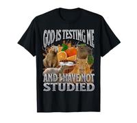 God Is Testing Me Divertente Capybara Meme Bootleg Y2K Graphic Maglietta