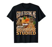 God Is Testing Me Divertente Capybara Meme Bootleg Y2K Graphic Maglietta