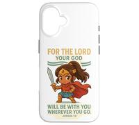 God Is With You - Joshua 1:9 Chibi Anime Warrior Girl design Custodia per iPhone 16