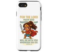 God Is With You - Joshua 1:9 Chibi Anime Warrior Girl design Custodia per iPhone SE (2020) / 7 / 8