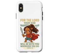 God Is With You - Joshua 1:9 Chibi Anime Warrior Girl design Custodia per iPhone X/XS
