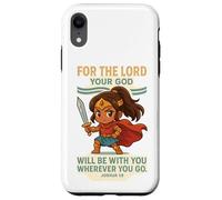God Is With You - Joshua 1:9 Chibi Anime Warrior Girl design Custodia per iPhone XR