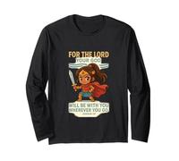God Is With You - Joshua 1:9 Chibi Anime Warrior Girl design Maglia a Manica