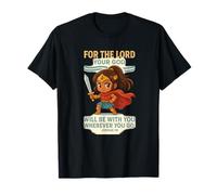 God Is With You - Joshua 1:9 Chibi Anime Warrior Girl design Maglietta